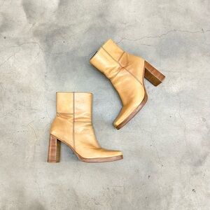 Tan Genuine Leather Ankle Boots